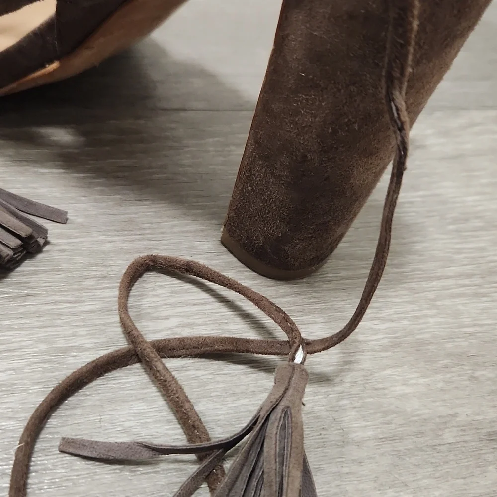 Madewell Octavia Brown Suede Women's Tassel Heels